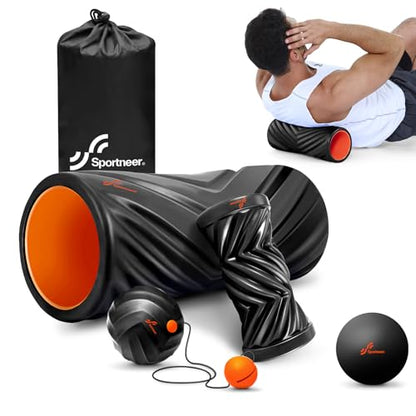 Sportneer 4 in 1 Pilates Foam Roller Muscle Relax Kit - color: Black