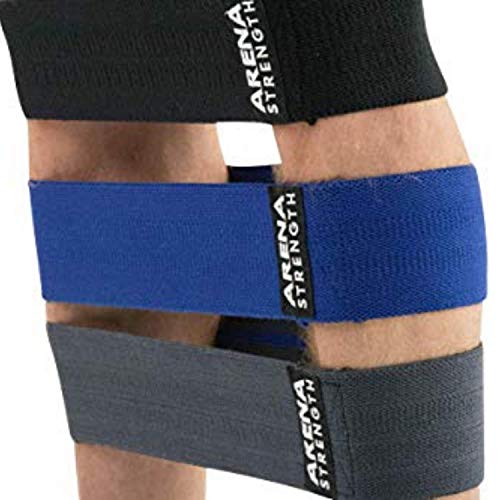 Arena Strength Fabric Booty Bands - Fabric Exercise Bands for Legs and Butt | Fabric Resistance Bands | Hip Resistance Bands with Workout Guide and Carry Case - color: Gray, Blue, Black