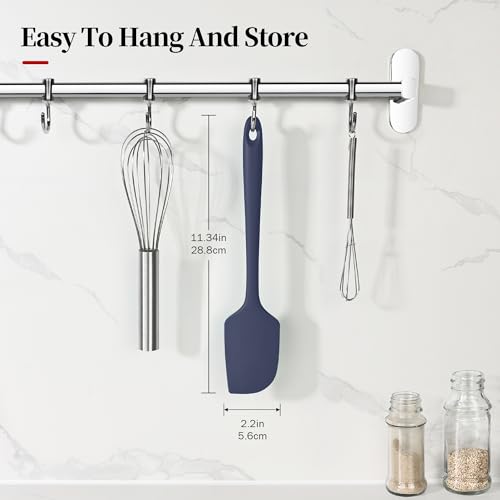 600ºF Heat Resistant Large Baking Silicone Spatula, Midnight Blue | 11.34in High Heat Food Safe Flexible Kitchen Silicone Scraper for Cooking Mixing Scraping Stirring Nonstick Cookware Pan Bowl - color: Midnight Blue, size: 11.34in - Large Spatula