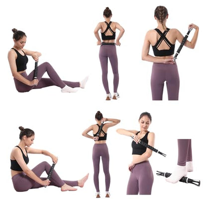 Muscle Roller Massage Roller Stick- Deep Tissue Fascia Blaster for Myofascial Pain Relief, Lymphatic Drainage & Body Sculpting, Handheld Physical Therapy & Recovery Tool (White Black) - color: White Black