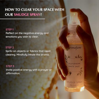 White Sage and Rose Smudge Spray for Spiritual Cleansing, Aromafume - color: White Sage & Rose