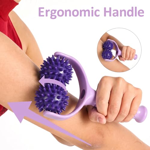 CIATBYYJ Spiky Massage Balls Rollers with Dual Ball Design - color: Purple