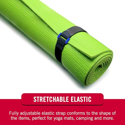 VELCRO Brand Elastic Cinch Straps with Buckle, 15in x 1in, Black, 4 Pack | Stretchable And Adjustable For A Snug Fit; Fastens Lumber, Yoga Mats, Tools, Camping Equipment, And Bulky Gear - size: 4PK Medium 15"