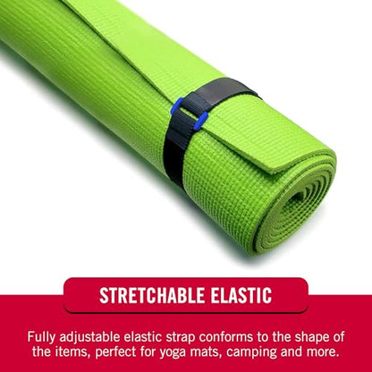 VELCRO Brand Elastic Cinch Straps with Buckle, 15in x 1in, Black, 4 Pack | Stretchable And Adjustable For A Snug Fit; Fastens Lumber, Yoga Mats, Tools, Camping Equipment, And Bulky Gear - size: 4PK Medium 15"