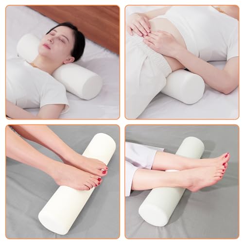 2 Pack Round Massage Table Bolster Pillow Pad, Bolster Pillow, Round Pillows, Suitable for Earthlite Massage Table (White, 7.8''x19.6'') - color: White, size: 7.8''x19.6''