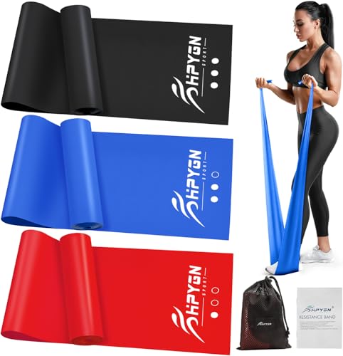 HPYGN 3 Levels Non-Latex Exercise Bands for Physical Therapy & Yoga, Professional Resistance Bands Set for Working Out, Strength Training, Pilates & Rehab, TPE Elastic Stretch Bands for Seniors, Women - color: 8-Black/Blue/Red, size: 5.9ft