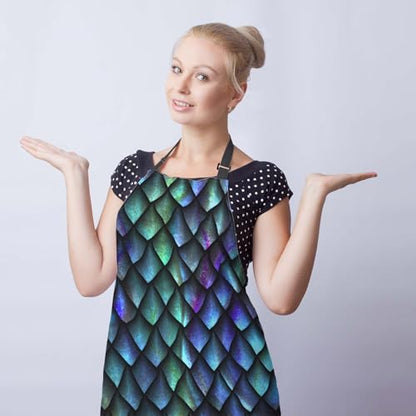 Gardening Apron for Men Dragon Scales Cute Aprons for Women for Kitchen Cooking Restaurant BBQ Painting Crafting 27” (W) x 31” (H), Waterproof Apron - color: Dragon Scales