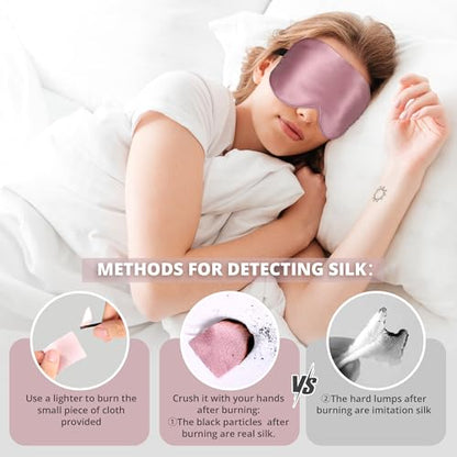 Sleep Mask, 100% 22 Momme Mulberry Silk Eye Mask with Adjustable Strap | Eye Sleeping Mask for Women Men, 100% Mulberry Silk, 22 Momme 6a Fibers, Blackout Blindfold Eye Cover for Side Sleeper(Pink) - color: Pink 22 Momme
