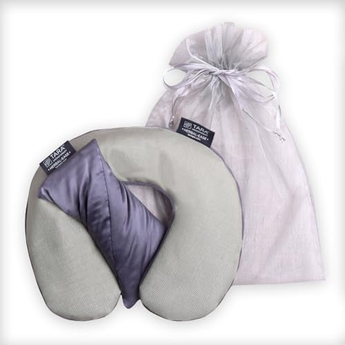 TARA Spa Therapy Herbal-Ease Aromatherapy Pillow Gift Bag Set, Neck + Silk Eye Pillow, Slate Gray - color: Slate Gray