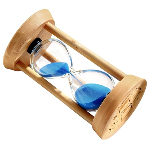 PROLOSO Wooden Sand Timers 1 Minute Glow in the Dark Sandglass Countdown Hourglass Sand Clock for Toothbrush Timer Games Classroom Home Office - color: Glow in the Dark Blue, size: 1 MIN/3.74 IN