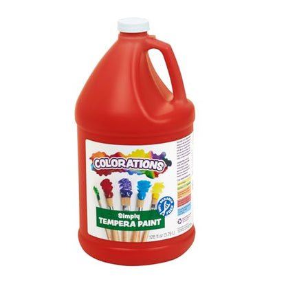 Colorations Paraben-Free Tempera Paint for Kids, 1 Gallon, Vibrant Red | Non-Toxic and Made in the USA, Classroom Must Haves, Bulk Arts & Crafts Supplies - color: Red