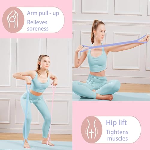 Figure 8 Resistance Bands for Yoga Pilates and Fitness Elastic Stretching Resistances Band for Arms, Back, Shoulders, and Chest Workouts, Versatile Pilates Equipment for Women and Men (3 Pack)