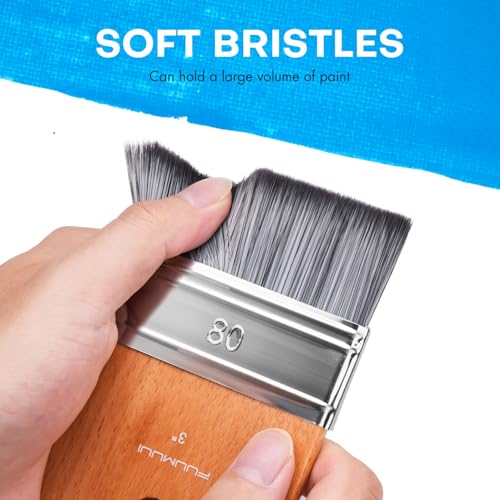 4pcs Flat Paddle Paint Brush Set, Fuumuui Scale Brushes, Large Paint Brush, Wide Flat Paint Brushes with Short Handle for Oil and Acrylic Paints(1'', 2'', 3'', 4'') - color: Birch-4pcs
