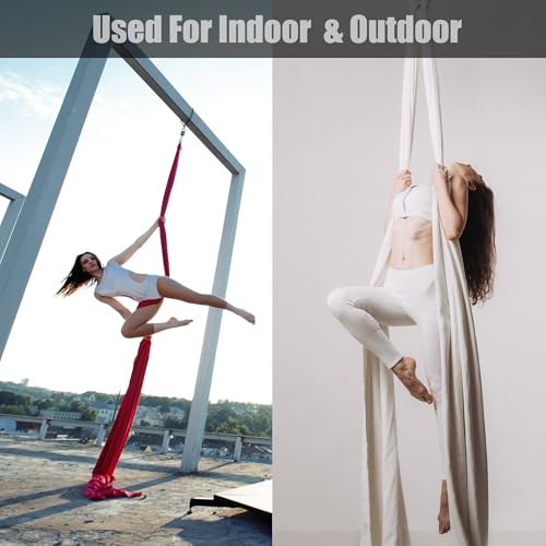11 Yards Aerial Silks for home aerial yoga hammock Aerial Silks Kit | Aerial silks for gymnastics aerial yoga swing starter set - color: SKY BLUE
