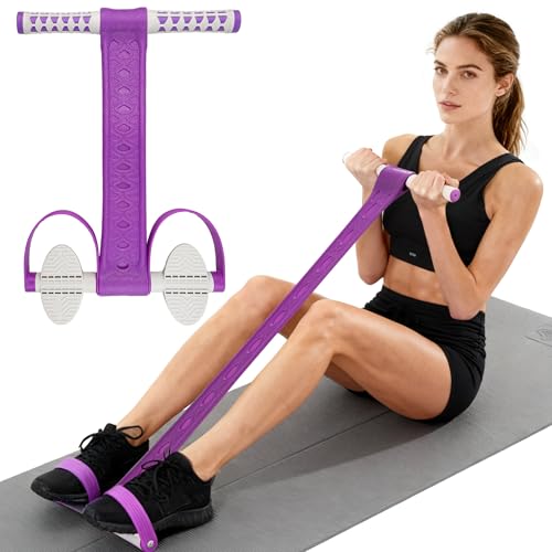 DEFUNX Foot Pedal Resistance Band with Handle Multifunction Tension Rope for Women Exercise Fitness Workout Stirrup Puller - color: Purple