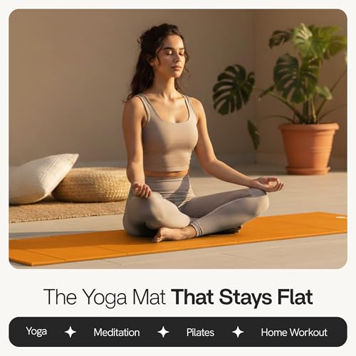 Folding Yoga Mat, TPE Folding Yoga Mat, Foldable Exercise Mat for Yoga, Pilates, Floor Workouts, Compact Design, Travel Friendly, Ideal for Home & Gym, Knee pad, Kneeling pad, No Roll Mat - color: Orange
