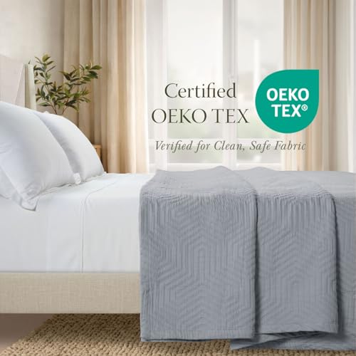 Threadmill Luxury Cotton Blankets for Queen Size Bed | All-Season 100% Cotton Queen Size Blanket | Aster Jacquard Cozy Lightweight, Soft Breathable Coverlet fits Full Size Bed, 90x92 | Scottish Grey - color: Aster Scottish Grey, size: Queen / Full
