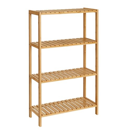 SONGMICS 4-Tier Bamboo Shelf, Freestanding Bathroom Storage Rack - color: Light Bamboo, size: 4 Tiers (10.2"D x 23.6"W x 39.4"H)