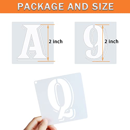 2 Inch Letter Stencils Symbol Numbers Craft Stencils, 42 Pcs Reusable Plastic Alphabet Templates for Painting on Wood, Wall, Fabric, Rock, Glass, Signage, DIY Art Projects (2 Inch) - size: 2 Inch