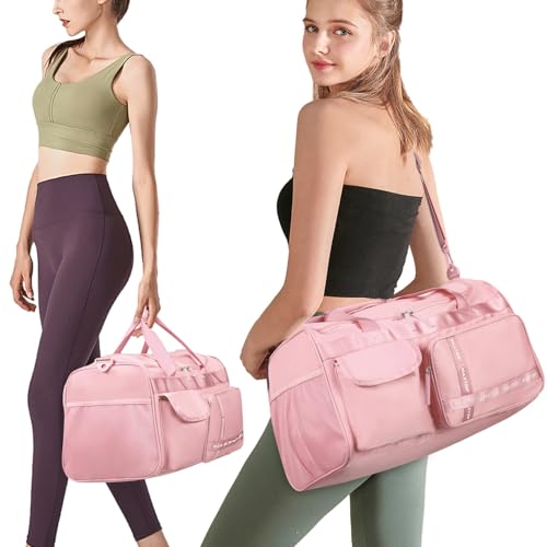 MAXTOP Large Gym Bag for Women Men Duffle Bag With Wet Dry Separation - color: All Pink, style: Gym Bag