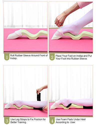 Daydance Kids Women Ballet Foot Stretcher Wooden Arch Enhancer Set with Resitance Bands, for Ballet, Gymnastics, Yoga - color: Green-ABS, size: Length: 27 Inches-ABS Material