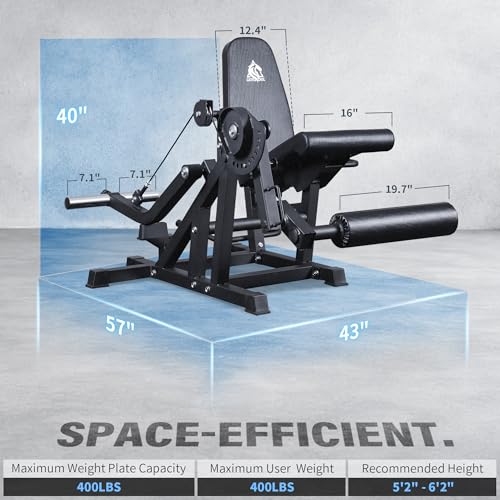 LIONSCOOL Leg Extension and Curl Machine V4.0, 800lbs Weight Capacity | Seated Leg Extension, Lying/Prone Leg Curl, 2-Inch Plate Loaded Cable Strength Training Equipment, Home Gym Thigh Workout
