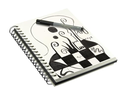 Creative Mark Double Wire Spiral Bound Field Sketch Book [160 Pages - 9 x 12], Black Embossed Leatherette Journal, Light Cream Acid-Free Paper, Perfect for Dry Media and Drawing - size: 9 x 12" - Single