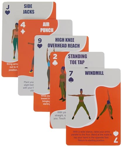 Low-Impact Exercise Playing Cards | 52-Card Deck | Bodyweight | All Fitness Levels | Strength Training and Cardio | at-Home Workout | Family Game Night | Fun