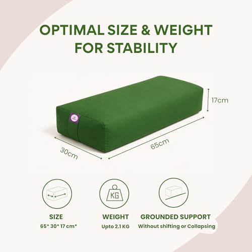 Rectangular Cotton Yoga Bolster, Yoga Pillow, Yoga Cushion, Yin yoga Bolster, Iyengar yoga bolster - color: Green