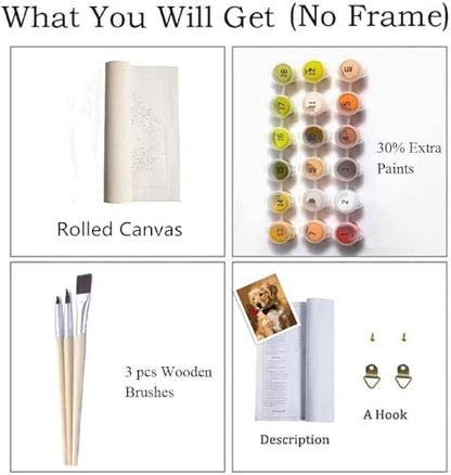 ZRIZQ Paint by Numbers Kit for Adults Beginner Animal,Dogs,16x20 | Full set with wooden brushes,rolled canvas,rich paints.Calming activity.Beginner friendly.Just open and paint. - color: 16"X20"Rolled Canvas(Frameless)-Dog 2