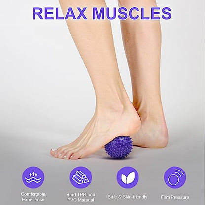 URAQT Spiky Massage Ball Set, 2 Pack Physical Therapy Massage Balls, Hard Lacrosse Ball & Spiky Massage Ball for Myofascial Release and Trigger Point Deep Tissue Massage (Purple) - color: 2pcs-purple