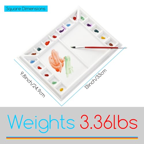 MEEDEN Ceramic Watercolor Palette：Large Porcelain Artist Paint Palette | Rectangle 13 x 9.8 inch, 19-well Art Mixing Tray for Gouache, Watercolor, Acrylic Painting - Without a Lid - size: 13 x 9.8 inch-no lid