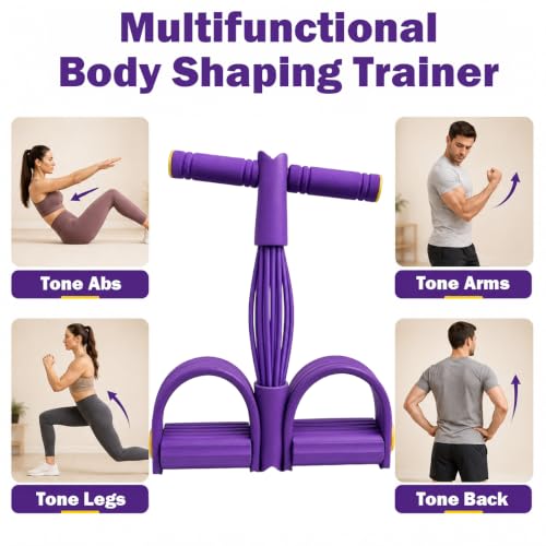 Pedal Resistance Band with Handle,4/6/8 Tubes Options,Soft Foot Straps