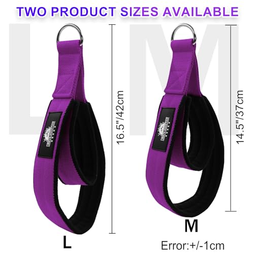 Durable Pilates Double Loop D-Ring Straps - Padded Handles for Reformer, Yoga & Home Gym Workouts - color: purple, size: M