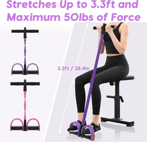 Pedal Resistance Band with Handle, Multifunction Tension Rope, Ankle Fitness Band, Foot Pedal Resistance Band for Abdomen, Waist, Arm, Leg Stretching Training