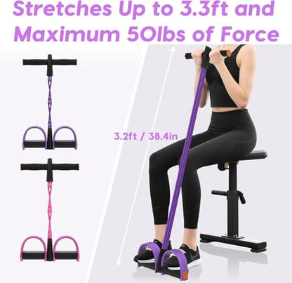 Pedal Resistance Band with Handle, Multifunction Tension Rope, Ankle Fitness Band, Foot Pedal Resistance Band for Abdomen, Waist, Arm, Leg Stretching Training