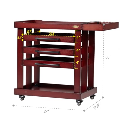 MEEDEN Art Supplies Storage Cart: 5-Tier Utility Rolling Cart | Solid Beech Wood Craft Orgnizer Trolley Cart with 3 Drawers on 4 Wheels - Cherry Walnut - color: Cherry Walnut, size: Standard