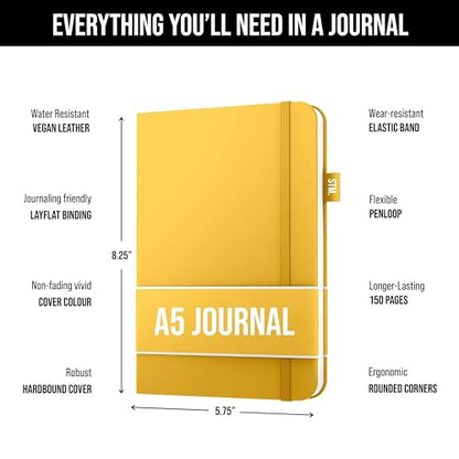 Lined Journal Notebook for writing | Ruled 150 pages, 120gsm Thick Paper with Sticky Notes,pen loop, elastic band, leather hard cover | Scribbles That Matter A5 journals for writing, 5.75x8.2 inches - color: Brown