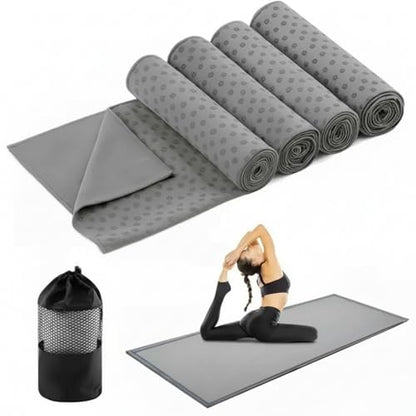 Breling Yoga Towel 4 Pack, Hot Yoga Towel 72" x 24" Non Slip, Grey - color: Grey