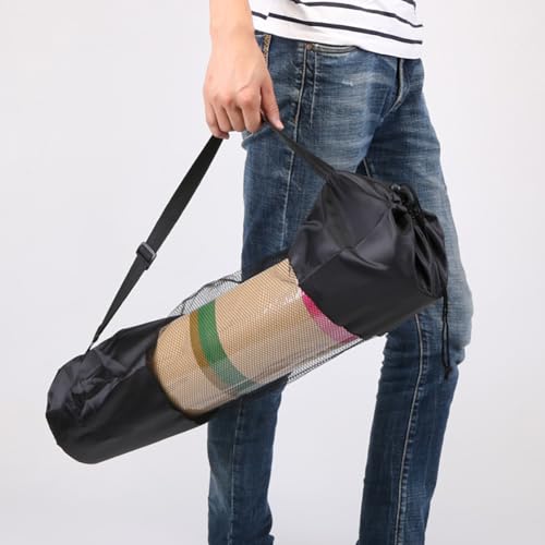2 Pcs Yoga Mat Mesh Bags Portable Exercise Yoga Mat Carriers Large Yoga Mat Storage Bags with Adjustable Strap