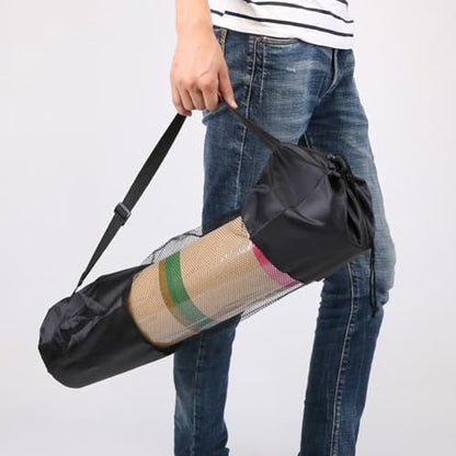 2 Pcs Yoga Mat Mesh Bags Portable Exercise Yoga Mat Carriers Large Yoga Mat Storage Bags with Adjustable Strap