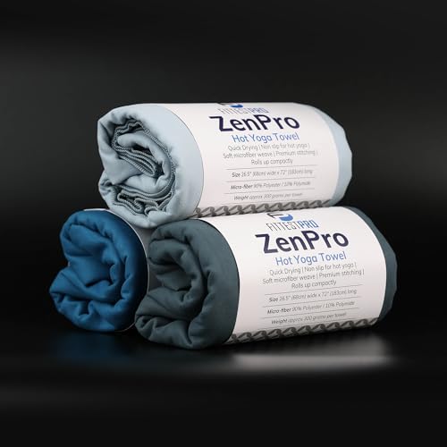 Fittest Pro Non-Slip Hot Yoga Towel with Super-Absorbent Soft Suede Microfiber in Many Colors, for Bikram Pilates and Yoga Mats. (72.00 x 26.50) Frosted Blue - color: Light Blue