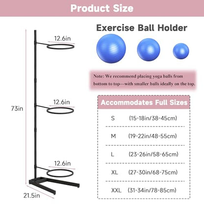 Yoga Ball Holder 3 Tier Exercise Ball Storage Rack