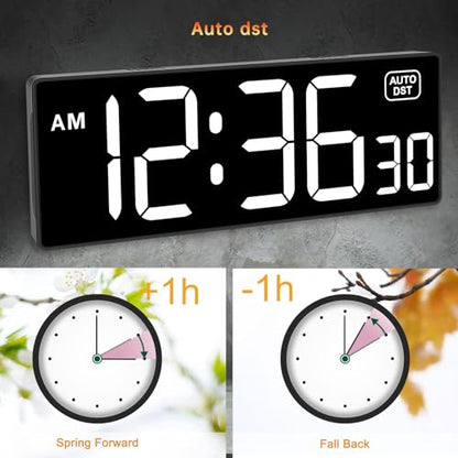 Soobest Digital Wall Clock with Seconds for Gym | Remote Countdown Timer, Large LED Display, 5 Dimmer (10.2 Inch White) - color: 10.2” White