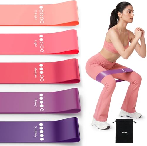 Resistance Bands for Working Out, 5-Pack Elastic Exercise Bands for Strength Training, Stretching, Workout; Home Gym Equipment for Women Men, Pilates Yoga Physical Therapy, Leg Glute Arm Exercise Kit - color: Red