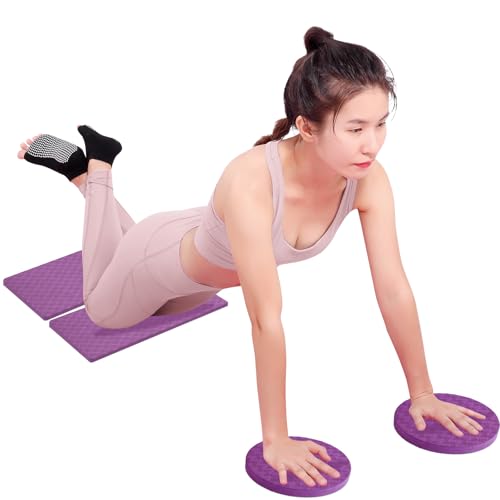 2-Pack TPE Yoga Knee Pads & Exercise Mat - Extra Thick Non-Slip Support for Plank, Push-Up, Kneeling, Pilates & Floor Workouts - Full Body Protection for Knees, Elbows, Wrists - Ideal Yoga Essentials for Women & Men - color: purple