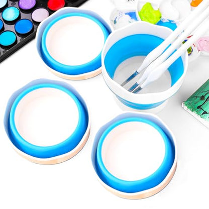 4 PCS Collapsible Paint Brush Washer Multifunctional Collapsible Bucket Foldable Water Cup Portable Silicone Washing Bucket Brush Holder Mini Foldable Washing Buckets for Watercolor Oil Painting - color: Blue, Green
