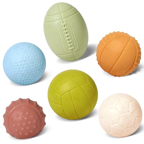 Bath Toys, Soft Sport Sensory Balls for Toddlers Boys Girls No Hole Wheat Straw Soft Montessori Toys for Babies 6 Months+, Swimming Pool Beach Shower Baby Toys - style: Sports Bath Ball Set