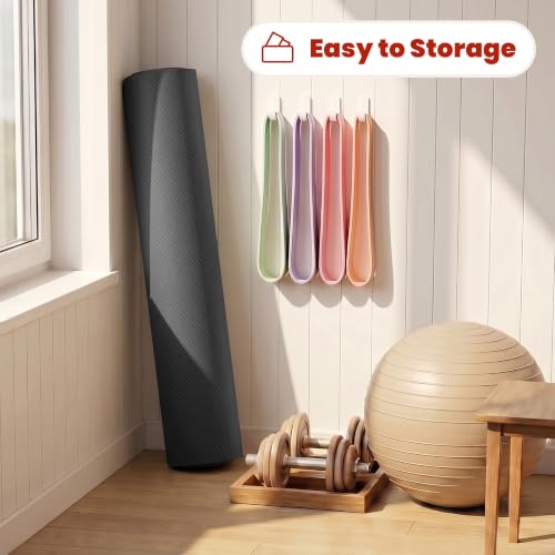 Large Yoga Mat, 6' x 4'/6' x 3' x 6mm /8mm/12mm Thick Workout Mat - color: Black, size: 72" x 36" x 0.24"