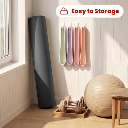 Large Yoga Mat, 6' x 4'/6' x 3' x 6mm /8mm/12mm Thick Workout Mat - color: Black, size: 72" x 36" x 0.24"